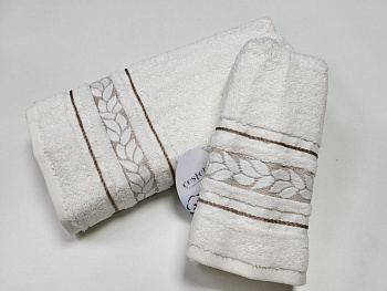 Рушники махрові VIP COTTON FILIZ, білий (Набір (Баня+Лице))