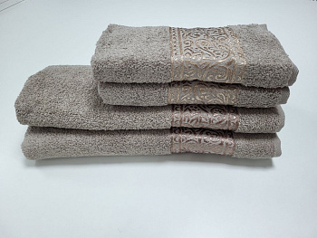 Рушники махрові LUISA, пісочний (Набір (Баня+Лице))