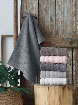 Рушники махрові VIP COTTON LUPEN, графіт (Набір (Баня+Лице))