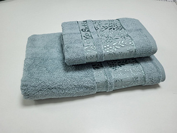 Рушники махрові VIP COTTON ROWAN, ментол (Набір (Баня+Лице))