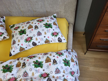 Солодкі хатинки/жовтий, Turkish flannel підк. двостор. (Полуторний)