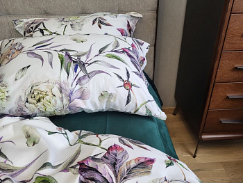 Сатин PREMIUM, PEONIES (Полуторний)