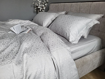 Сатин JACQUARD, PORTO GREY підк. двустор. (Євро)