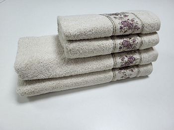 Рушники махрові BOTANIC, беж (Набір (Баня+Лице))