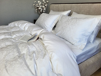 Сатин JACQUARD, CASPE WHITE (Полуторний)