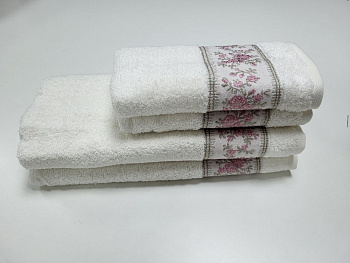 Рушники махрові BOTANIC, білий (Набір (Баня+Лице))