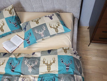 Трофей бірюза/св.беж, Turkish flannel (Двосп. на рез.)