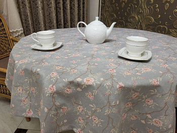 Скатертина Арія сіра, кругла (Діаметр 160см)