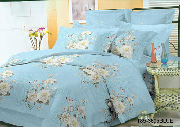 3695-BLUE, микросатин (Полуторний)