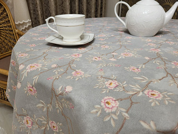 Скатертина Арія сіра, овал (Овал 160/300 см)