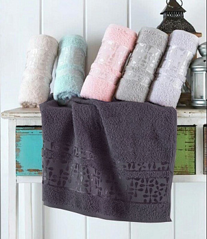 Рушники махрові VIP COTTON ECE, чорниця (Набір (Баня+Лице))