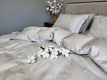 Сатин JACQUARD, PAISLEY GREY (Сімейний)