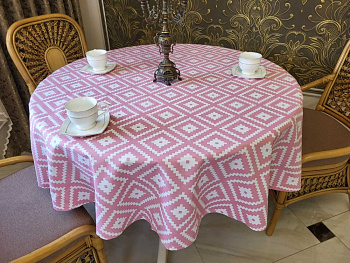 Скатертина Тибет рожевий, кругла (Діаметр 160см)