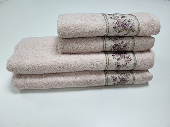 Рушники махрові BOTANIC, ніжно-рожевий (Набір (Баня+Лице))