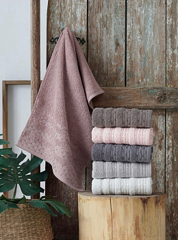 Рушники махрові VIP COTTON LUPEN, троянда (Набір (Баня+Лице))