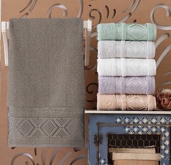 Рушники махрові  VIP COTTON, какао (Набір (Баня+Лице))