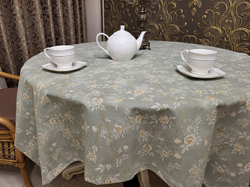 Скатертина Арія оливка, кругла (Діаметр 140см)