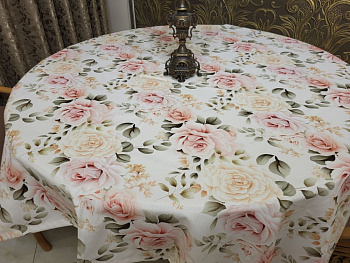 Скатертина Чайна троянда, кругла (Діаметр 120см)