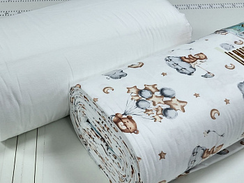 Ведмежа/білий, Turkish flannel підк. двостор. (Двоспальний)