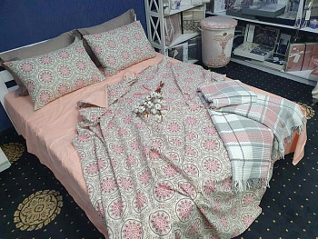 Етно оранж, ранфорс Двостор. 50/70 нав. (Полуторний)