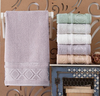 Рушники махрові VIP COTTON, ліловий (Набір (Баня+Лице))