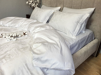 Сатин JACQUARD, TIARA WHITE (Євро на рез.)