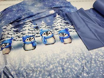 Сатин PREMIUM, LITTLE PENGUINS (Сімейний)