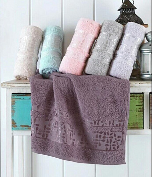 Рушники махрові VIP COTTON ECE, баклажан (Набір (Баня+Лице))