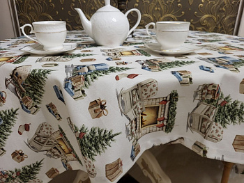 Скатертина Новорічна, кругла (Діаметр 140см)